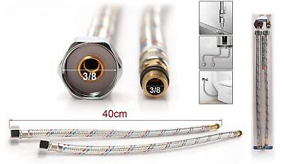 Coppia Tubi Flessibili Per Miscelatore Rubinetto Lungo 40cm Connettore F 3/8" e