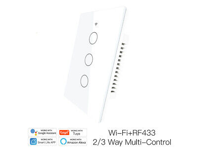 Interruttore Wifi Da Parete Pannello Touch 3 Tasti Colore Bianco + RF 433