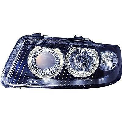 Coppia Fari Fanali Anteriori Tuning A3 96-00 TYC per reg elettrica nero H7+