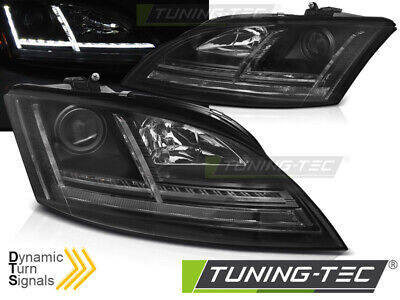 Coppia fari anteriori TUNING DRL TT 2006   2010 neri freccia dinamica ALOGENI H7