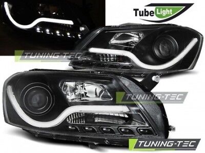 Coppia Set Fari Fanali Anteriori Tuning PASSAT B7 10.10-10.14 Nero TUBE LIGHT H7