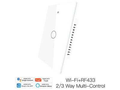Interruttore Wifi Da Parete Pannello Touch 1 Tasto Colore Bianco + RF 433