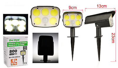 Lampada Led Solare da Terra Con Sensore di Movimento Picchetto 800mAh 6500K 5