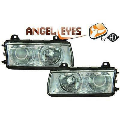 Coppia Fari Fanali Anteriori Tuning Serie 3 E36 90-99 H1 chrome ANGEL EYES