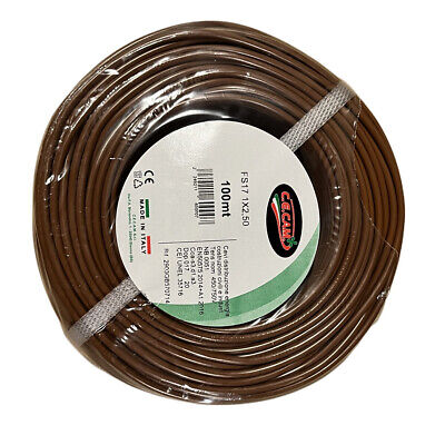 100mt Cavo Elettrico FS17 450/750V Unipolare 1X2.5mm Colore Marrone Made In