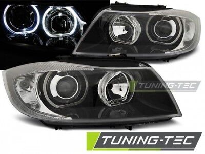 Coppia Set Fari Fanali Tuning Anteriori E90/E91 03.05-11 LED ANGEL EYES Nero H7