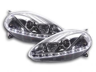 Coppia Fari Anteriori Tuning Dayline Diurne Grande Punto 199 05-08 CROMATI