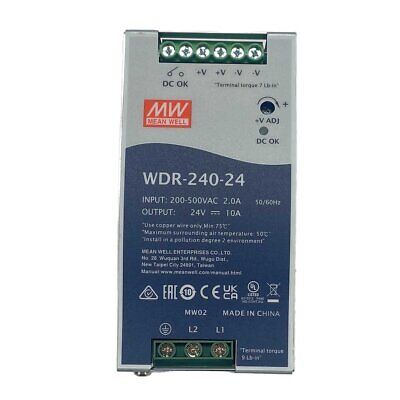 <p>MeanWell WDR-240-24 Alimentatore Slim DIN Rail 240W 24V 10A Input