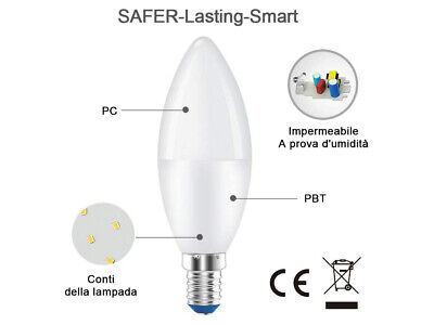 Lampada A Led E14 C37 8W Bianco Neutro 4200K 720 Lumen <ul><li>Lampada
