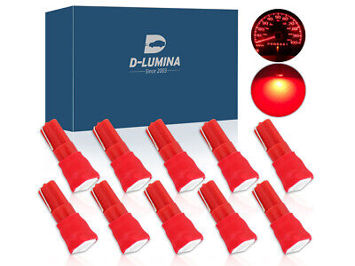 10 Lampadine Led T5 12V W1,2W Colore Rosso Con 1 Smd 5050 Luci Cruscotto Auto e