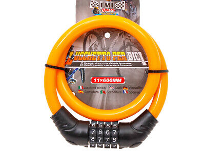 Lucchetto Bici Combinazione 4 Cifre 11X600mm Per Bicicletta Monopattino Colore