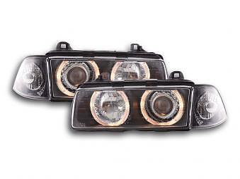 Coppia Fari Fanali Anteriori Tuning Angel Eyes serie 3 Coupe E36 92-98 nero