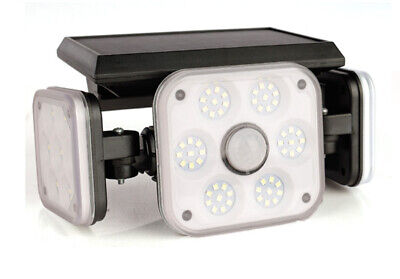 Faro Led Con Pannello Solare e Sensore Movimento 15W 500lm 6500K 3 Teste