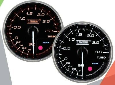 Manometro Strumento PROSPORT 52mm TURBO -1 +3 BAR SERIE SUPREME Allarme picco