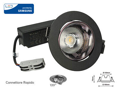 Faretto Led COB da Incasso 20W 4000K Rotondo Riflettore Orientabile Carcassa Ne