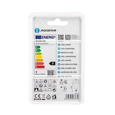 Lampadina LED E14 7W R50 Luce Bianca Fredda 6400k 610 Lumens Angolo a Fascio