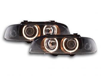Coppia Fari Fanali Anteriori Tuning Angel Eyes serie 5 E39 95-00 nero