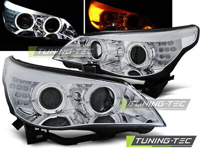 FARI ANTERIORI ANGEL EYES CROMATI per INDICATORE LED E60/E61 03-07