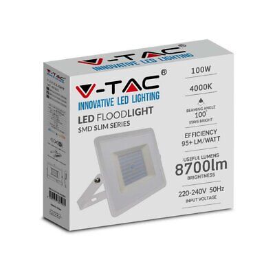 Faro Led Flood Light 100W 8700lm IP65 Slim 261X217X32mm Carcassa Bianca Luce