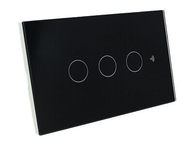 Interruttore Wifi Da Parete Pannello Touch 3 Tasti Colore Nero + RF 433