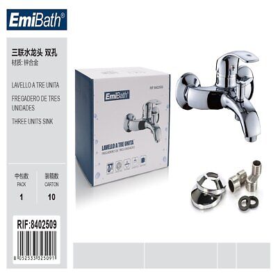 Kit Rubinetto Vasca Doccia Miscelatore A Muro Monoleva Acqua Calda e Fredda