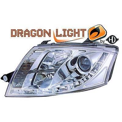 Coppia fari fanali anteriori TUNING TT 1998 > 2005 chrome con Dayline a LED