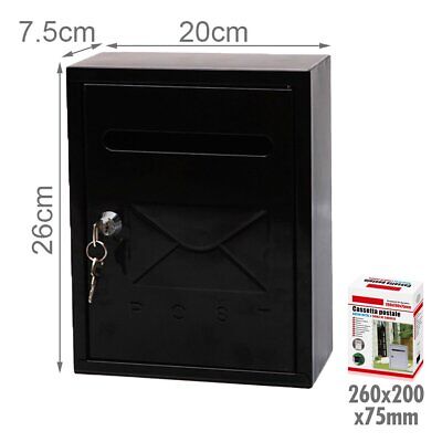 Cassetta Postale Modello Classico Chiusura a Chiave Nero 260x200x75mm