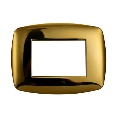 ETTROIT Placca Slim Serie Space 3P Colore Oro Lucido Compatibile Con Bticino
