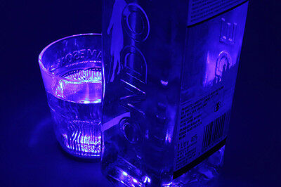 2 PZ Luce Led Sottobottiglia Sottobicchiere Colore Blu Blue Luminoso Per Decoraz