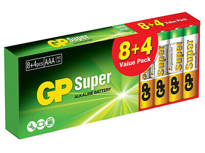 12 Pezzi Pila Batteria GP Super Alkaline Tipo Stilo AAA 1.5V GP24A8 4ET-2W