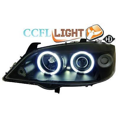Coppia fari fanali anteriori TUNING 97-04 neri ANGEL EYES compatibili opel astra