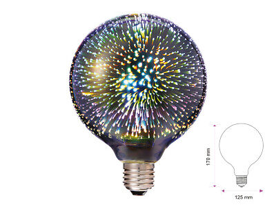Lampada A Led E27 G125 Globo Filamento Effetto Speciale 3D In Vetro 3W 3000K SK