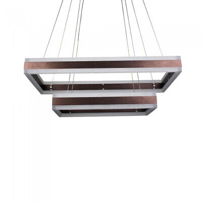 Lampada Led A Sospensione Rettangolare Colore Coffee Marrone Doppio Anello