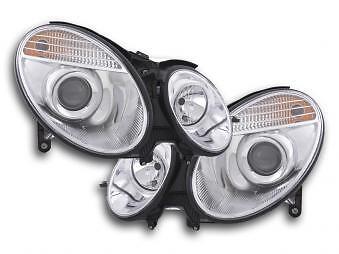 Coppia Fari Fanali Anteriori Tuning classe E W211 06-08 cromato