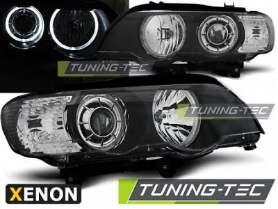 COPPIA Fari Fanali Anteriori Tuning X5 E53 1999-2003 LED ANGEL EYES XENON D2S H7