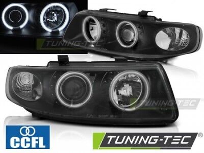 Coppia Fari Fanali Anteriori Tuning LEON / TOLEDO 04.99-08.04 ANGEL EYES Nero