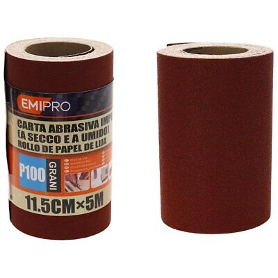 Carta Abrasiva Impermeabile A Secco e Umido, Rotolo da 11,5cm x 5m, Grano P 120