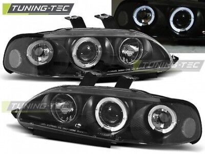 Coppia Set Fari Fanali Anteriori Tuning CIVIC 09.91-08.95 4D ANGEL EYES Nero