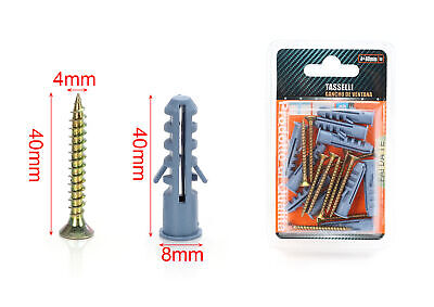 Kit 10 pcs Tasselli &Oslash;8x40mm Con Viti 4x40mm <ul><li>Kit Ø8x40mm