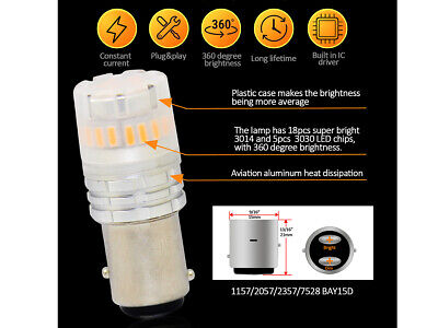 Lampada Led 1157 BAY15D P21/5W Canbus Arancione Ambra 12V No Errore IP67