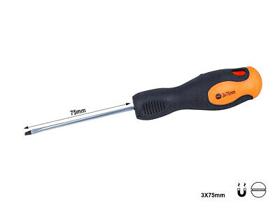 Cacciavite a Taglio 3X75mm Con Punta Magnetica <ul> <li> Lama In Cromo Vanadio
