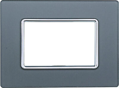 ETTROIT Placca In Vetro Serie Solar 3P Colore Silver Compatibile Con Bticino