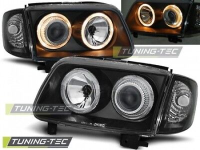 Coppia Fari Fanali Anteriori Tuning POLO 6N2 10.99-10.01 ANGEL EYES Nero