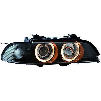 Coppia fari fanali anteriori TUNING Serie5 E39 (96-00) neri H7+H7 Angel eyes