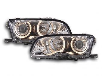 Coppia Fari Fanali Anteriori Tuning Angel Eyes serie 3 E46 Coupe/Cabrio crom