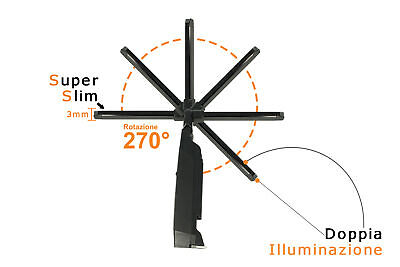 Lampada Led Officina Torcia Ricaricabile Pieghevole Snodabile Slim 9mm Calamita