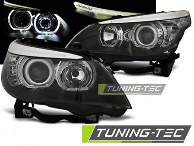 Coppia Fari Fanali Anteriori Tuning E60/E61 03-07 LED ANGEL EYES H7/H7 Nero