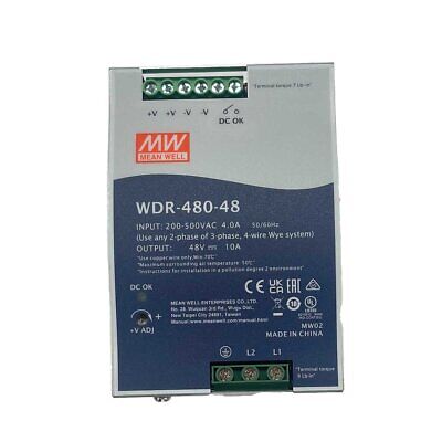 <p>MeanWell WDR-480-48 Alimentatore Slim DIN Rail 480W 48V 10A Input