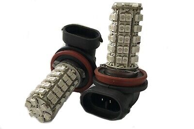 Coppia 2 Lampade Led H8 H11 Con 68 Smd 3528 Colore Blu Blue 12V 2W Per