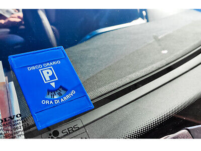 Disco Orario In Plastica Rigida Con Porta Avvisi Per Sosta Breve Doppio Adesivo